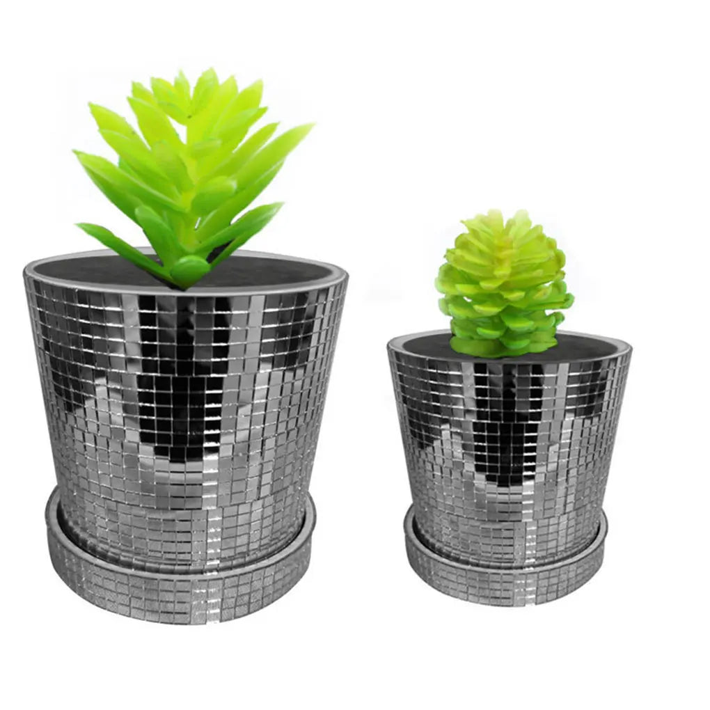 Vaso Quadrado de Cerâmica com Acabamento Disco