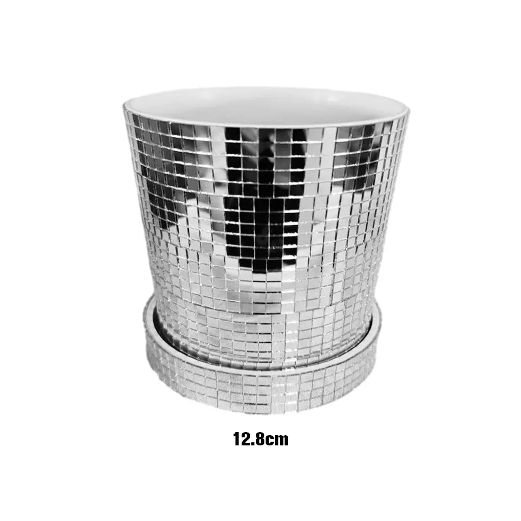 Vaso Quadrado de Cerâmica com Acabamento Disco