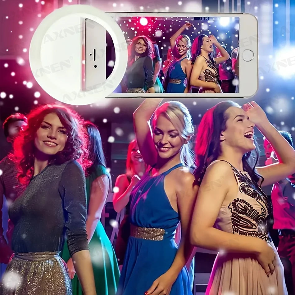 Anel de luz-LED com Clipe e Carregamento USB – Luz de Preenchimento para Selfies