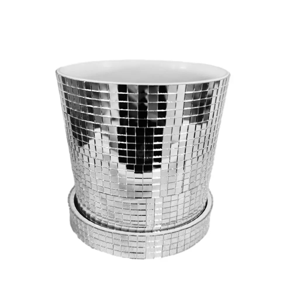 Vaso Quadrado de Cerâmica com Acabamento Disco