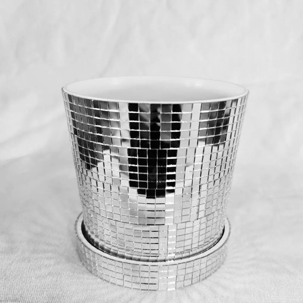 Vaso Quadrado de Cerâmica com Acabamento Disco