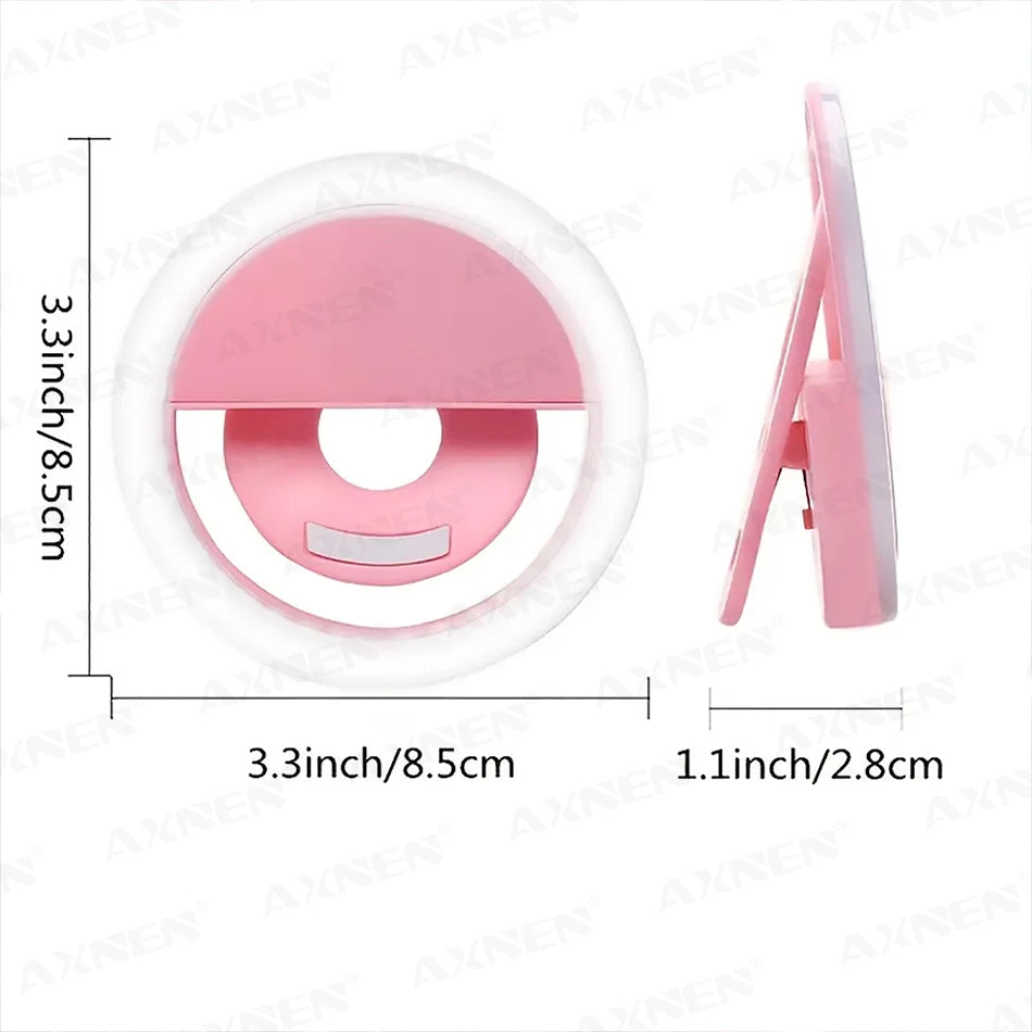 Anel de luz-LED com Clipe e Carregamento USB – Luz de Preenchimento para Selfies