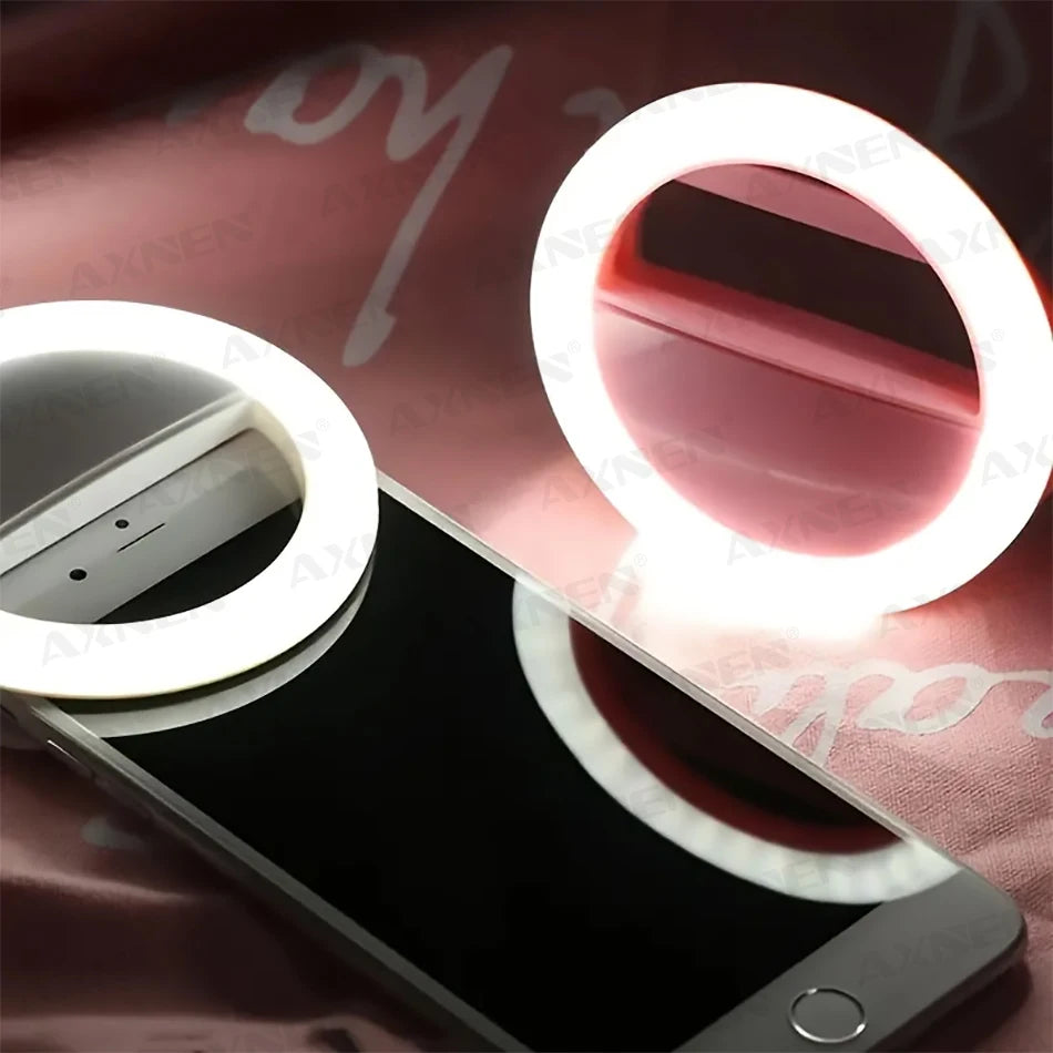 Anel de luz-LED com Clipe e Carregamento USB – Luz de Preenchimento para Selfies